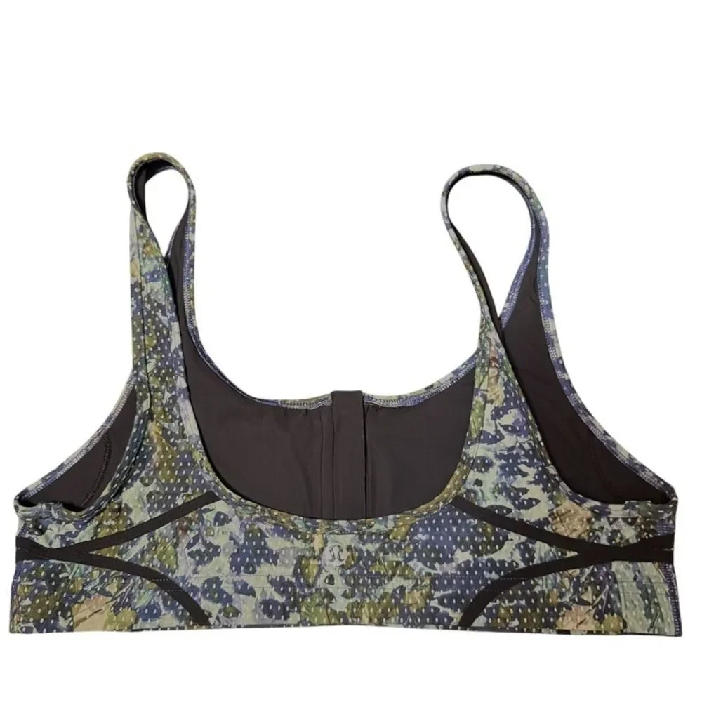 Lululemon Water Sweat 2 Swim Fast Bra Zipper Front Floral Print Activewear Top 2